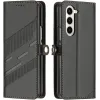 Phonesta Embossed Lines Book Wallet Klapphülle für Samsung Galaxy Z Fold 6 - Schwarz