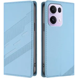 Phonesta Embossed Lines Book Wallet Klapphülle für Oppo Reno13 Pro - Hellblau
