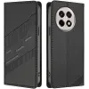 Phonesta Embossed Lines Book Wallet Klapphülle für OnePlus 13R - Schwarz