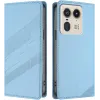 Phonesta Embossed Lines Book Wallet Klapphülle für Motorola Edge 50 Ultra - Hellblau