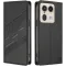Phonesta Embossed Lines Book Wallet Klapphülle für Motorola Edge 50 Ultra - Schwarz