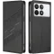 Phonesta Embossed Lines Book Wallet Klapphülle für Xiaomi 14T - Schwarz