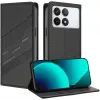 Phonesta Embossed Lines Book Wallet Klapphülle für Xiaomi 14T - Schwarz 1