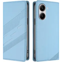 Phonesta Embossed Lines Book Wallet Klapphülle für Xiaomi Poco X7 Pro - Hellblau