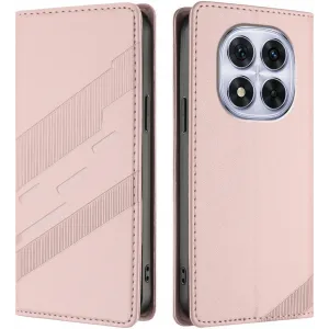 Phonesta Embossed Lines Book Wallet Klapphülle für Xiaomi Redmi Note 14 Pro 4G - Rosa