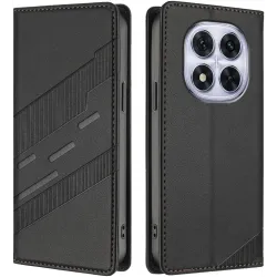 Phonesta Embossed Lines Book Wallet Klapphülle für Xiaomi Redmi Note 14 Pro 4G - Schwarz