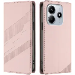 Phonesta Embossed Lines Book Wallet Klapphülle für Xiaomi Redmi Note 14 5G - Rosa