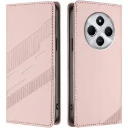 Phonesta Embossed Lines Book Wallet Klapphülle für Xiaomi Redmi 14C / Xiaomi Poco C75 - Rosa