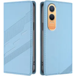 Phonesta Embossed Lines Book Wallet Klapphülle für OnePlus Nord CE 4 Lite - Hellblau