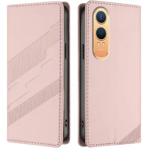 Phonesta Embossed Lines Book Wallet Klapphülle für OnePlus Nord CE 4 Lite - Rosa