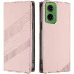 Phonesta Embossed Lines Book Wallet Klapphülle für Motorola Moto G35 - Rosa
