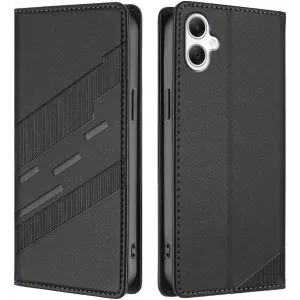 Phonesta Embossed Lines Book Wallet Klapphülle für Samsung Galaxy A06 4G/5G - Schwarz