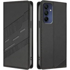 Phonesta Embossed Lines Book Wallet Klapphülle für Samsung Galaxy A16 - Schwarz