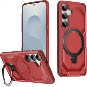Phonesta IronLock Back Cover Hülle Ring und MagSafe für Samsung Galaxy S25 Plus/S24 Plus - Rot