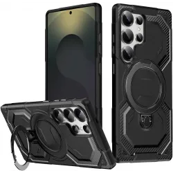 Phonesta IronLock Back Cover Hülle Ring und MagSafe für Samsung Galaxy S25 Ultra - Schwarz