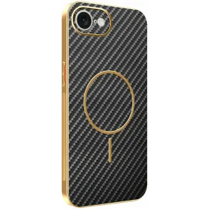 Phonesta Luxury Carbon Fiber Back Cover Hülle mit MagSafe für Apple iPhone 17e/16e - Schwarz