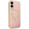 Phonesta Luxury Carbon Fiber Back Cover Hülle mit MagSafe für Samsung Galaxy S25 Edge - Rosa 0