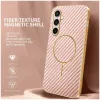 Phonesta Luxury Carbon Fiber Back Cover Hülle mit MagSafe für Samsung Galaxy S25 FE - Rosa 1