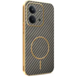 Phonesta Luxury Carbon Fiber Back Cover Hülle mit MagSafe für Xiaomi Redmi 15C / Xiaomi Poco C85 - Braun