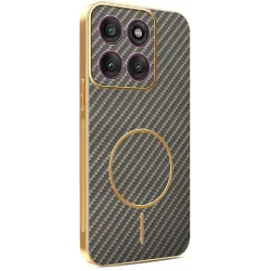 Phonesta Luxury Carbon Fiber Back Cover Hülle mit MagSafe für Motorola Edge 60 Pro - Braun