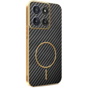 Phonesta Luxury Carbon Fiber Back Cover Hülle mit MagSafe für Motorola Moto G56 - Schwarz