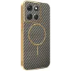 Phonesta Luxury Carbon Fiber Back Cover Hülle mit MagSafe für Motorola Moto G86 Power - Braun 0