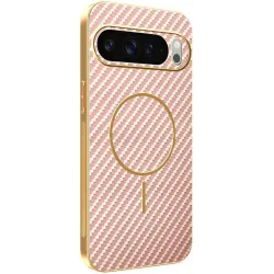 Phonesta Luxury Carbon Fiber Back Cover Hülle mit MagSafe für Google Pixel 10 Pro - Rosa