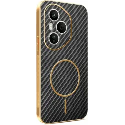 Phonesta Luxury Carbon Fiber Back Cover Hülle mit MagSafe für HONOR 400 Pro - Schwarz