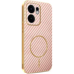 Phonesta Luxury Carbon Fiber Back Cover Hülle mit MagSafe für Oppo Reno13 F 4G/5G / Reno13 FS 5G - Rosa