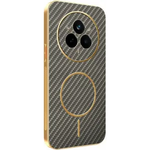 Phonesta Luxury Carbon Fiber Back Cover Hülle mit MagSafe für Realme 14 Pro - Braun