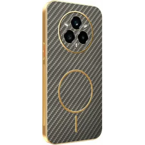 Phonesta Luxury Carbon Fiber Back Cover Hülle mit MagSafe für Realme 14 Pro Plus - Braun