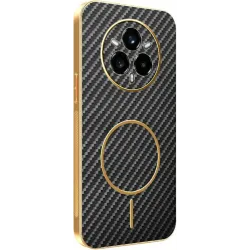 Phonesta Luxury Carbon Fiber Back Cover Hülle mit MagSafe für Realme 14 Pro Plus - Schwarz
