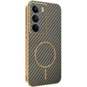 Phonesta Luxury Carbon Fiber Back Cover Hülle mit MagSafe für Realme 14x / C75 - Braun