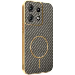 Phonesta Luxury Carbon Fiber Back Cover Hülle mit MagSafe für Motorola Edge 50 Pro - Braun