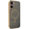 Phonesta Luxury Carbon Fiber Back Cover Hülle mit MagSafe für Motorola Moto G05 / Moto E15 - Braun 0