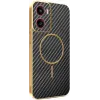 Phonesta Luxury Carbon Fiber Back Cover Hülle mit MagSafe für Motorola Moto G05 / Moto E15 - Schwarz 0