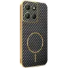 Phonesta Luxury Carbon Fiber Back Cover Hülle mit MagSafe für Motorola Moto G17/G17 Power/G15/G15 Power - Schwarz