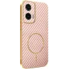 Phonesta Luxury Carbon Fiber Back Cover Hülle mit MagSafe für Motorola Moto G35 - Rosa 0