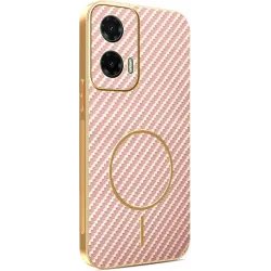 Phonesta Luxury Carbon Fiber Back Cover Hülle mit MagSafe für Motorola Moto G35 - Rosa