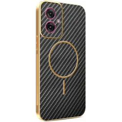Phonesta Luxury Carbon Fiber Back Cover Hülle mit MagSafe für Motorola Moto G55 - Schwarz