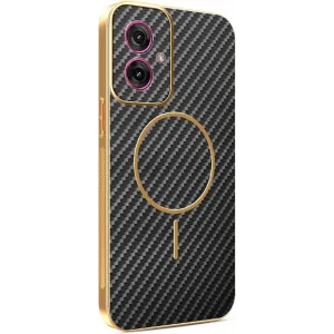 Phonesta Luxury Carbon Fiber Back Cover Hülle mit MagSafe für Motorola Moto G55 - Schwarz