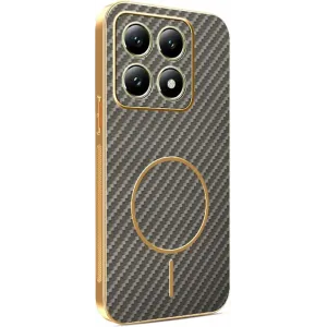 Phonesta Luxury Carbon Fiber Back Cover Hülle mit MagSafe für Xiaomi 14T - Braun