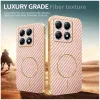 Phonesta Luxury Carbon Fiber Back Cover Hülle mit MagSafe für Xiaomi 14T Pro - Rosa 3