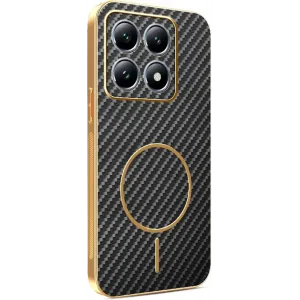 Phonesta Luxury Carbon Fiber Back Cover Hülle mit MagSafe für Xiaomi 14T Pro - Schwarz