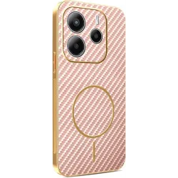 Phonesta Luxury Carbon Fiber Back Cover Hülle mit MagSafe für Xiaomi Redmi Note 14 5G - Rosa