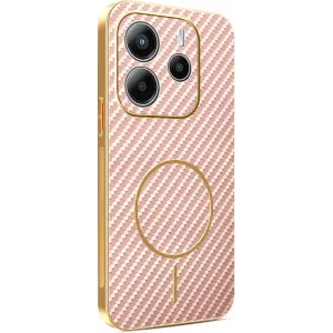 Phonesta Luxury Carbon Fiber Back Cover Hülle mit MagSafe für Xiaomi Redmi Note 14 5G - Rosa