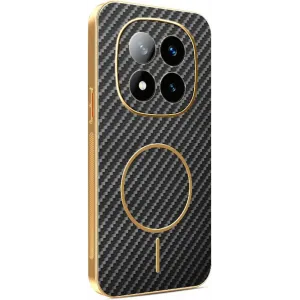 Phonesta Luxury Carbon Fiber Back Cover Hülle mit MagSafe für Xiaomi Redmi Note 14 Pro Plus - Schwarz