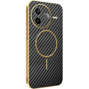 Phonesta Luxury Carbon Fiber Back Cover Hülle mit MagSafe für Xiaomi Poco F7 Pro - Schwarz