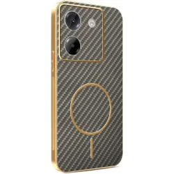 Phonesta Luxury Carbon Fiber Back Cover Hülle mit MagSafe für Xiaomi Poco M7 Pro - Braun