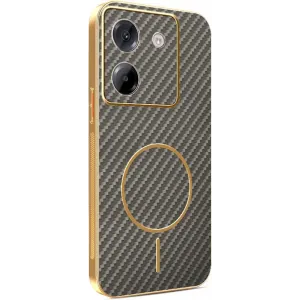 Phonesta Luxury Carbon Fiber Back Cover Hülle mit MagSafe für Xiaomi Poco M7 Pro - Braun